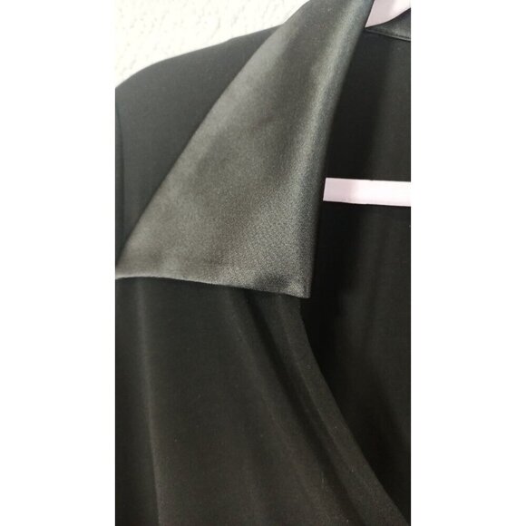 JS Collections Womens Black Blouse Chic Satin Cuffs And Collar Zip Back Size 16 - Picture 10 of 13